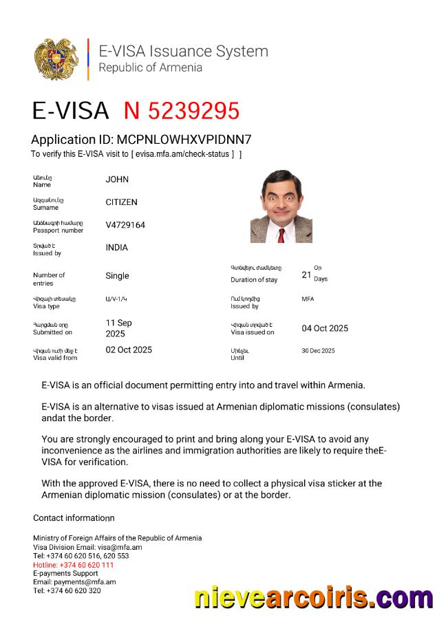 Armenia e-visa